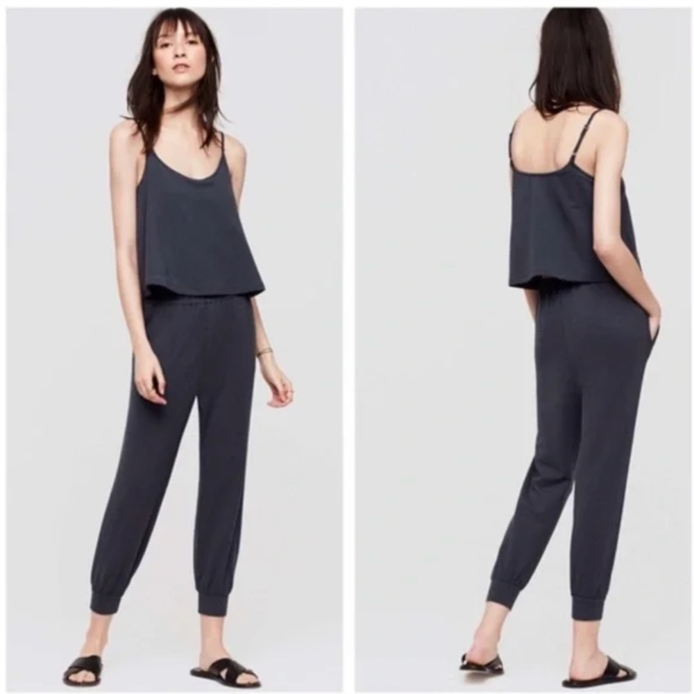 Excellent Used Condition! LOU & GREY ANN TAYLOR LOFT Cami Jogger Jumpsuit M Gray